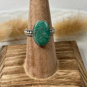 925 Solid Sterling Silver Broken Arrow Turquoise Gemstone Ring Size 8.5